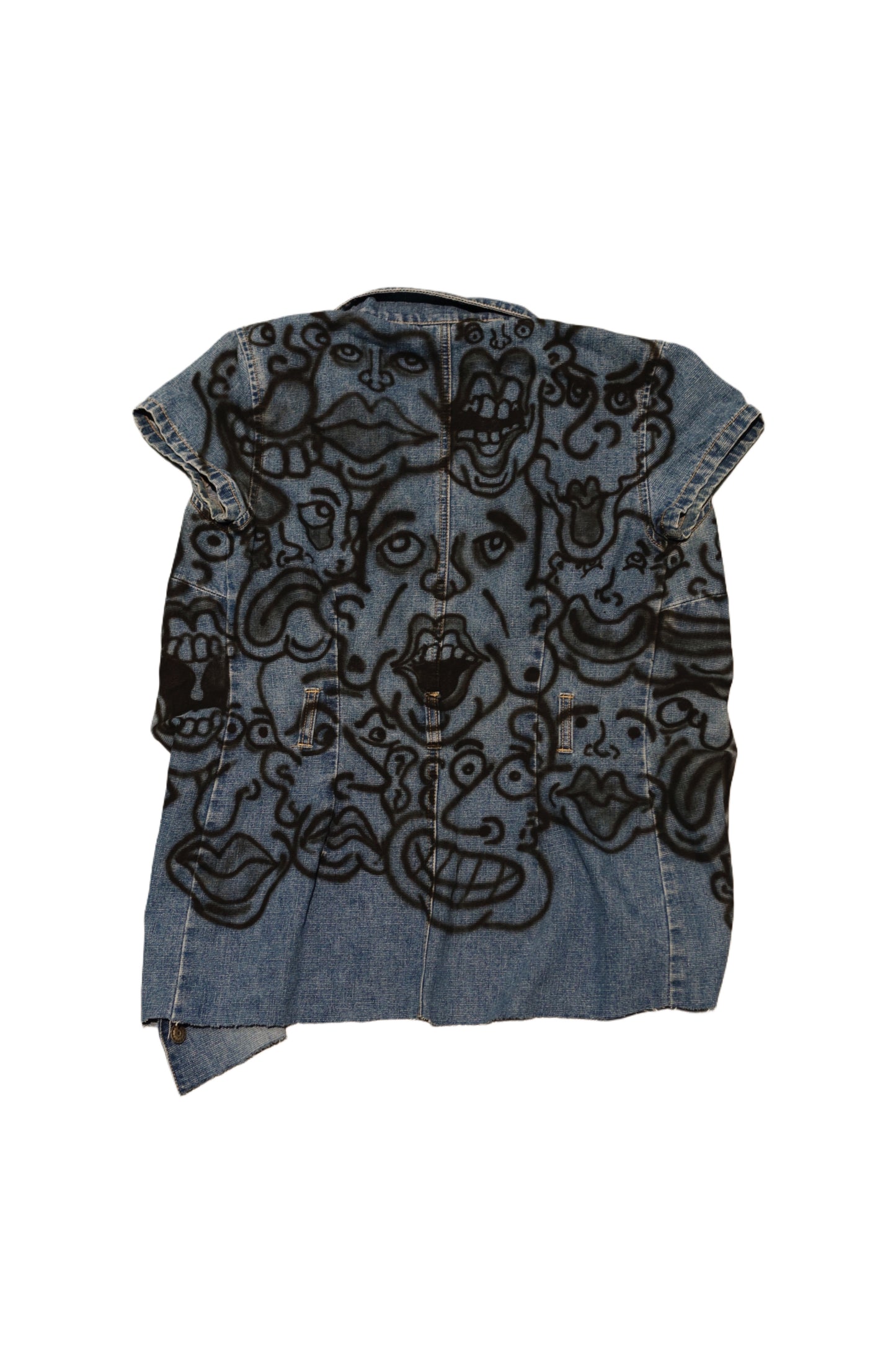 “Frantic Faces” Denim top
